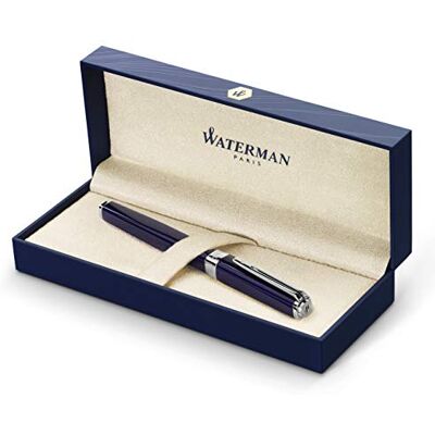 WATERMAN Exception stylo plume fin bleu avec clip plaqué argent plume fine cartouche d'encre bleue coffret cadeau WATERMAN Exception stylo plume fin bleu avec clip plaqué argent plume fine cartouche d'encre bleue coffret cadeau