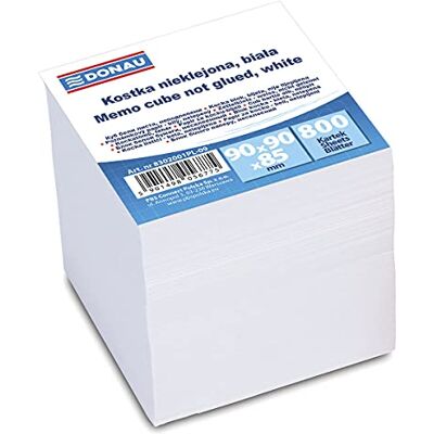 DONAU 8302001PL-09 Boîte à notes en dés non collés, 800 feuilles, 90 x 90 x 85 mm, couleur : blanc, pour bureau, école DONAU 8302001PL-09 Boîte à notes en dés non collés, 800 feuilles, 90 x 90 x 85 mm, couleur : blanc, pour bureau, école