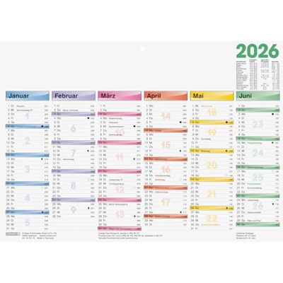 BRUNNEN Calendrier tableau noir DATAline 2026, format A4, paysage BRUNNEN Calendrier tableau noir DATAline 2026, format A4, paysage