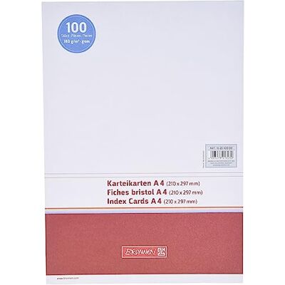 BRUNNEN 102240000 Lot de 100 fiches intercalaires A4 non lignées Blanc BRUNNEN 102240000 Lot de 100 fiches intercalaires A4 non lignées Blanc