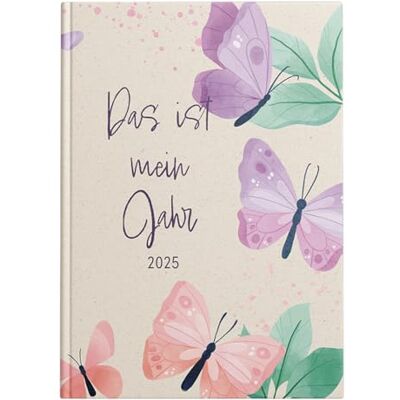 Idena 11141 Agenda de poche format A5 2025 « Mein Jahr », 1 semaine sur 2 pages, avec couverture rigide rembourrée, motif papillon et ruban marque-page Idena 11141 Agenda de poche format A5 2025 « Mein Jahr », 1 semaine sur 2 pages, avec couverture rigide rembourrée, motif papillon et ruban marque-page