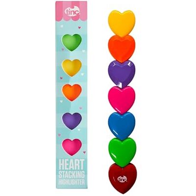 Tinc Surligneurs empilables en forme de cœur Design amusant Idéal pour l'école et les devoirs Six couleurs vives – Bleu, vert, jaune, orange, violet et rose Tinc Surligneurs empilables en forme de cœur Design amusant Idéal pour l'école et les devoirs Six couleurs vives – Bleu, vert, jaune, orange, violet et rose