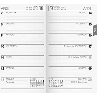 BRUNNEN Calendrier hebdomadaire de rechange, modèle 758, 2024, 1 page = 1 semaine, dimensions de la feuille : 8,7 x 15,3 cm, blanc BRUNNEN Calendrier hebdomadaire de rechange, modèle 758, 2024, 1 page = 1 semaine, dimensions de la feuille : 8,7 x 15,3 cm, blanc