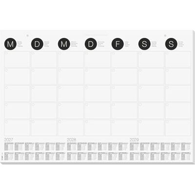 Sigel H7550 Sous-main en papier DIN A2, calendrier mural 2027-2029 et aperçu mensuel, 12 feuilles, sous-main à déchirer, en papier durable Sigel H7550 Sous-main en papier DIN A2, calendrier mural 2027-2029 et aperçu mensuel, 12 feuilles, sous-main à déchirer, en papier durable