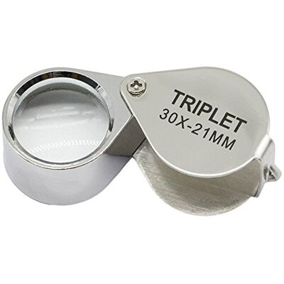 Tenlacum Loupe de bijoutier de poche, loupe en verre pour bijoux, pièces de monnaie, timbres, antiquités (30 x 21 mm, argenté) Tenlacum Loupe de bijoutier de poche, loupe en verre pour bijoux, pièces de monnaie, timbres, antiquités (30 x 21 mm, argenté)
