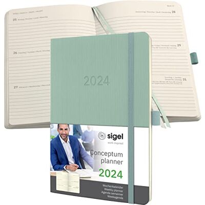 Sigel C2438 Agenda semainier 2024, A5, couverture souple, vert Conceptum Sigel C2438 Agenda semainier 2024, A5, couverture souple, vert Conceptum