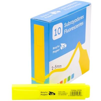 RAYLU PAPER Lot de 10 surligneurs fluorescents avec pointe biseautée, trait de 2 à 5 mm, marqueurs fluorescents pour organisation (jaune) RAYLU PAPER Lot de 10 surligneurs fluorescents avec pointe biseautée, trait de 2 à 5 mm, marqueurs fluorescents pour organisation (jaune)