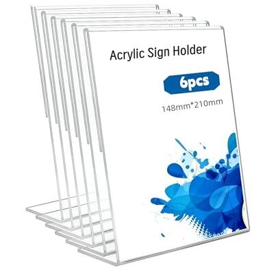 Ymswjgj Lot de 6 supports de plaque en acrylique A5 Transparent A5 Obliques Support de table en L Ymswjgj Lot de 6 supports de plaque en acrylique A5 Transparent A5 Obliques Support de table en L