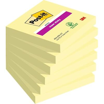 Post-it Notes Autocollantes Super Sticky, Pack de 6 Blocs, 90 Feuilles par Bloc, 76 mm x 76 mm, Jaune Pastel Feuillets Super Adhésifs pour Prise de Notes, Listes de Tâches et Rappels Post-it Notes Autocollantes Super Sticky, Pack de 6 Blocs, 90 Feuilles par Bloc, 76 mm x 76 mm, Jaune Pastel Feuillets Super Adhésifs pour Prise de Notes, Listes de Tâches et Rappels