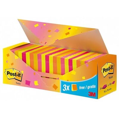 Post-it 654 NP24 Bâton et Recollent 24 Pads (Boîte de 100 Feuilles, 76 x 76 mm Néon Orange/Jaune/Rose/Mandarine Orange) Post-it 654 NP24 Bâton et Recollent 24 Pads (Boîte de 100 Feuilles, 76 x 76 mm Néon Orange/Jaune/Rose/Mandarine Orange)