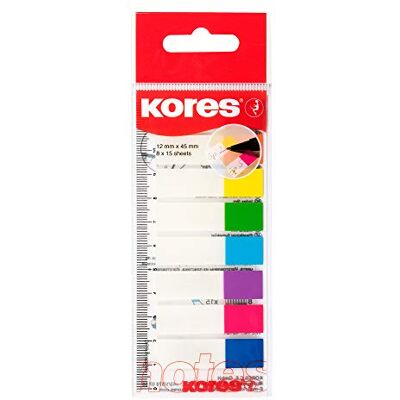 Kores Bandes d'Indexation Autocollantes Transparent sur Règle, Marqueurs de Page et Drapeaux pour Documents, pour École et Bureau, 12 x 45mm, Paquet de 8 Couleurs Assorties x 15 Feuilles Chacune Kores Bandes d'Indexation Autocollantes Transparent sur Règle, Marqueurs de Page et Drapeaux pour Documents, pour École et Bureau, 12 x 45mm, Paquet de 8 Couleurs Assorties x 15 Feuilles Chacune