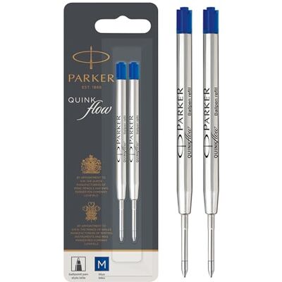 Parker Lot de 2 recharges pour stylo à bille Pointe moyenne Encre bleue QUINKflow Parker Lot de 2 recharges pour stylo à bille Pointe moyenne Encre bleue QUINKflow