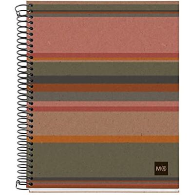 Miquelrius Carnet 100% Recyclé, 4 Bandes Couleurs, A5, 120 Feuilles Quadrillées 5x5 mm, Papier 80 g, 2 Trous, Couverture Carton Recyclé, Design Eco Rayé Miquelrius Carnet 100% Recyclé, 4 Bandes Couleurs, A5, 120 Feuilles Quadrillées 5x5 mm, Papier 80 g, 2 Trous, Couverture Carton Recyclé, Design Eco Rayé