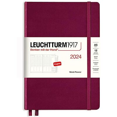 LEUCHTTURM1917 367833 Agenda semainier moyen (A5) 2024, 12 mois, port rouge, anglais LEUCHTTURM1917 367833 Agenda semainier moyen (A5) 2024, 12 mois, port rouge, anglais