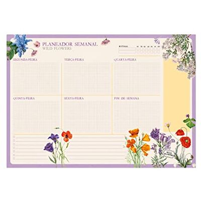 Grupo Erik : Planning de table A4 Wild Flowers en portugais Planner hebdomadaire 21 x 29,7 cm avec 54 feuilles à déchirer, Agenda Organisateur, Weekly Planner ou Calendrier Planner de bureau Grupo Erik : Planning de table A4 Wild Flowers en portugais Planner hebdomadaire 21 x 29,7 cm avec 54 feuilles à déchirer, Agenda Organisateur, Weekly Planner ou Calendrier Planner de bureau