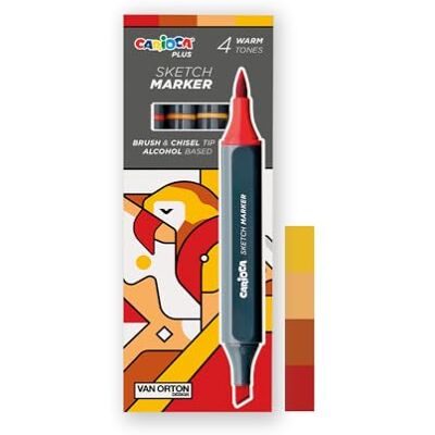 CARIOCA Plus Sketch Marqueurs, Marqueurs à Double Pointe, Tons Rouge, 4 Pièces CARIOCA Plus Sketch Marqueurs, Marqueurs à Double Pointe, Tons Rouge, 4 Pièces