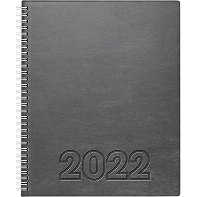BRUNNEN 1076164842 Calendrier de livre Manager Wt 7 – Weektimer, 2 pages = 1 semaine, 21 x 26 cm, couverture souple Lino gris, calendrier 2022, reliure Wire-O BRUNNEN 1076164842 Calendrier de livre Manager Wt 7 – Weektimer, 2 pages = 1 semaine, 21 x 26 cm, couverture souple Lino gris, calendrier 2022, reliure Wire-O
