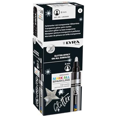 LYRA Mark All Lot de 6 marqueurs permanents multi-surfaces Pointe ogive Brillant 2 mm LYRA Mark All Lot de 6 marqueurs permanents multi-surfaces Pointe ogive Brillant 2 mm