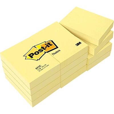 Post-it Notes, Jaune Canari, Pack de 12 Blocs, 100 Feuilles par Bloc, 51 mm x 38 mm, Jaune Pastel Notes Autocollantes pour Prise de Notes, Listes de Tâches et Rappels Post-it Notes, Jaune Canari, Pack de 12 Blocs, 100 Feuilles par Bloc, 51 mm x 38 mm, Jaune Pastel Notes Autocollantes pour Prise de Notes, Listes de Tâches et Rappels
