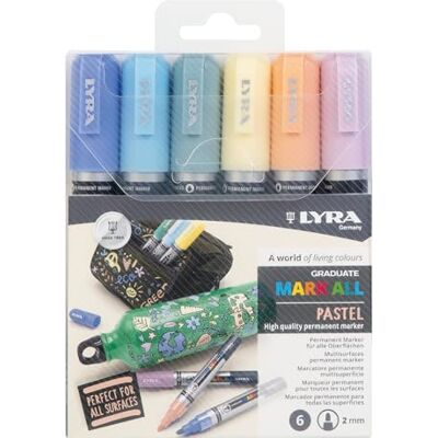 LYRA Graduate Mark All 2 mm M enveloppe 6 pièces couleurs pastel assorties LYRA Graduate Mark All 2 mm M enveloppe 6 pièces couleurs pastel assorties