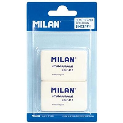 MILAN Blister 2 gommes blanches Professional Soft 412 (BMM10442) MILAN Blister 2 gommes blanches Professional Soft 412 (BMM10442)