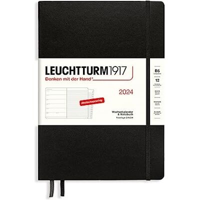 LEUCHTTURM1917 367763 Composition B5 Agenda semainier et carnet 2024 avec carnet d'adresses et anniversaires Noir 12 mois LEUCHTTURM1917 367763 Composition B5 Agenda semainier et carnet 2024 avec carnet d'adresses et anniversaires Noir 12 mois
