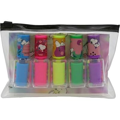 CYPBRANDS Snoopy Lot de 5 surligneurs fluorescents pour vernis à ongles Multicolore Produit officiel CYPBRANDS Snoopy Lot de 5 surligneurs fluorescents pour vernis à ongles Multicolore Produit officiel