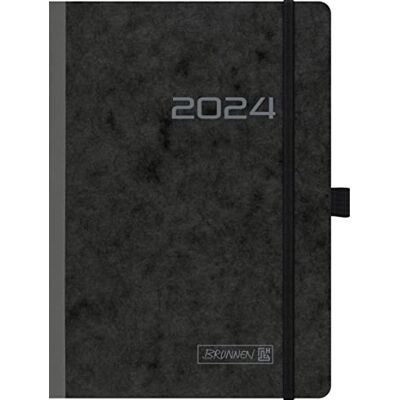 BRUNNEN Agenda semainier modèle 796 2024 2 pages = 1 semaine Taille de la feuille 14,8 x 20,8 cm Noir BRUNNEN Agenda semainier modèle 796 2024 2 pages = 1 semaine Taille de la feuille 14,8 x 20,8 cm Noir