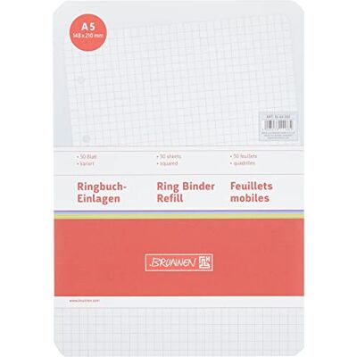 BRUNNEN 1066302 Lot de 50 feuilles quadrillées A5 70 g/m² BRUNNEN 1066302 Lot de 50 feuilles quadrillées A5 70 g/m²