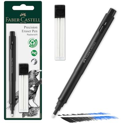 Faber-Castell 185610 Stylo gomme Precision Eraser Pen avec gomme de recharge pour artistes professionnels et amateurs Faber-Castell 185610 Stylo gomme Precision Eraser Pen avec gomme de recharge pour artistes professionnels et amateurs