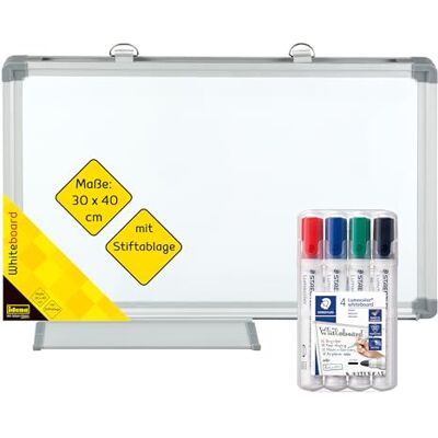 Idena 90885 Tableau blanc avec plateau à stylos Environ 40 x 30 cm Avec 4 marqueurs pour tableau blanc Staedtler Lumocolor à pointe ogive Largeur de trait : environ 2 mm Idena 90885 Tableau blanc avec plateau à stylos Environ 40 x 30 cm Avec 4 marqueurs pour tableau blanc Staedtler Lumocolor à pointe ogive Largeur de trait : environ 2 mm