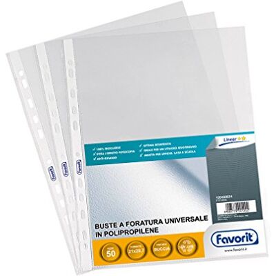 Favorit cf. 50 enveloppes perforées universelles, épaisseur moyenne 21 x 29,7 cm, peau d'orange Favorit cf. 50 enveloppes perforées universelles, épaisseur moyenne 21 x 29,7 cm, peau d'orange