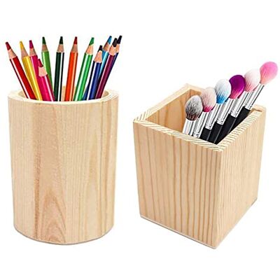 TTBDDM 2 Pièces Porte-Stylos En Bois, Pots à Crayons Géométriques Ronds et Carrés, Support Organiseur pour Stylos et Crayons TTBDDM 2 Pièces Porte-Stylos En Bois, Pots à Crayons Géométriques Ronds et Carrés, Support Organiseur pour Stylos et Crayons