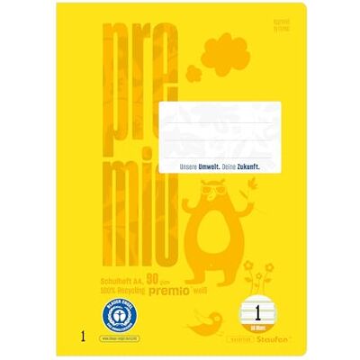 Staufen premio Cahier d'apprentissage de l'écriture, 4 cahiers de 16 feuilles chacun, format DIN A4, linéature 1 (ligné 5/5/5 mm, linéature colorée), papier recyclé de 90 g/m², coins arrondis pour Staufen premio Cahier d'apprentissage de l'écriture, 4 cahiers de 16 feuilles chacun, format DIN A4, linéature 1 (ligné 5/5/5 mm, linéature colorée), papier recyclé de 90 g/m², coins arrondis pour