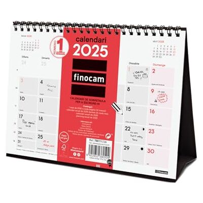 Finocam Calendrier neutre de bureau pour écrire 2025 mois vue janvier 2025 décembre 2025 (12 mois) catalan Finocam Calendrier neutre de bureau pour écrire 2025 mois vue janvier 2025 décembre 2025 (12 mois) catalan