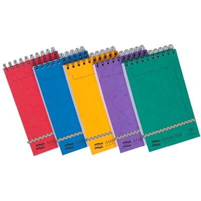Clairefontaine 4880Z Un lot de 10 blocs à spirale en-tête Major Pad Europa 300 pages détachables 12,7x20,7 cm 90g lignées avec fermeture élastique, couverture en carte lustrée couleurs assorties Clairefontaine 4880Z Un lot de 10 blocs à spirale en-tête Major Pad Europa 300 pages détachables 12,7x20,7 cm 90g lignées avec fermeture élastique, couverture en carte lustrée couleurs assorties