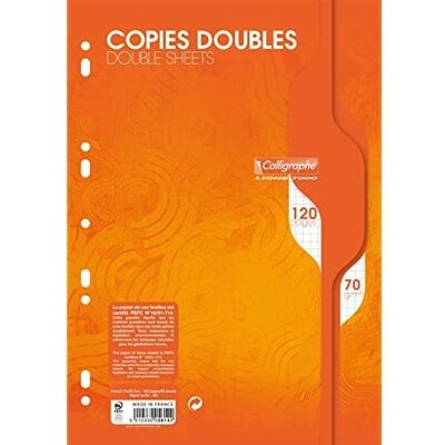 Calligraphe 5616AMZC Lot de 2 Paquets de Copies Doubles Perforées sous film (une Marque de Clairefontaine) A4 21x29,7 cm 200 Pages Petits Carreaux Papier 70 g Calligraphe 5616AMZC Lot de 2 Paquets de Copies Doubles Perforées sous film (une Marque de Clairefontaine) A4 21x29,7 cm 200 Pages Petits Carreaux Papier 70 g