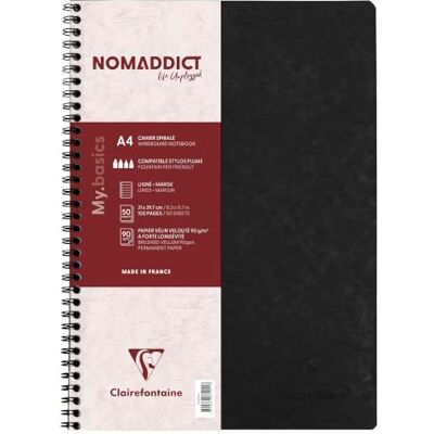 Clairefontaine 781451C Collection Age Bag Un Cahier à Spirale Noir A4 21x29,7 cm 100 Pages Lignées avec Marge Papier Blanc 90 g Couverture Carte Lustrée Grain Cuir Clairefontaine 781451C Collection Age Bag Un Cahier à Spirale Noir A4 21x29,7 cm 100 Pages Lignées avec Marge Papier Blanc 90 g Couverture Carte Lustrée Grain Cuir