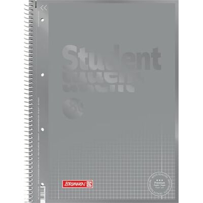 BRUNNEN 1067928192 Bloc-notes pour étudiant Couleur Code couleur Argenté Format A4 quadrillé 28 90 g/m² 80 feuilles BRUNNEN 1067928192 Bloc-notes pour étudiant Couleur Code couleur Argenté Format A4 quadrillé 28 90 g/m² 80 feuilles