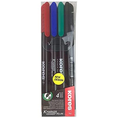 Kores K-Marker P1 : Marqueurs Permanents de Couleur, Pointe Fine en Fibre, Encre Résistante à l'Eau et à Faible Odeur, pour Toutes les Surfaces, Paquet de 4 Couleurs Assorties Kores K-Marker P1 : Marqueurs Permanents de Couleur, Pointe Fine en Fibre, Encre Résistante à l'Eau et à Faible Odeur, pour Toutes les Surfaces, Paquet de 4 Couleurs Assorties