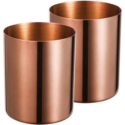 Lidwot Lot de 2 porte-stylos ronds en acier inoxydable pour ranger des articles de papeterie de bureau, mini pinceaux de maquillage, diamètre 8 cm, hauteur 9,8 cm, or rose Lidwot Lot de 2 porte-stylos ronds en acier inoxydable pour ranger des articles de papeterie de bureau, mini pinceaux de maquillage, diamètre 8 cm, hauteur 9,8 cm, or rose