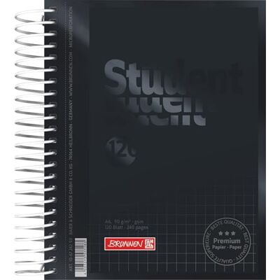 BRUNNEN 106724290 Bloc-notes Student Colour Code (A6, quadrillé, 90 g/m², 120 feuilles) noir/onyx BRUNNEN 106724290 Bloc-notes Student Colour Code (A6, quadrillé, 90 g/m², 120 feuilles) noir/onyx