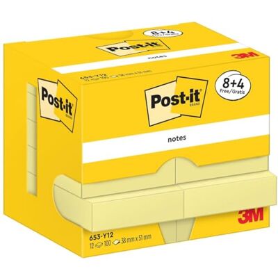 Post-it Notes, Jaune Canari, Pack Promo, Pack de 8 + 4 Blocs Gratuits, 100 Feuilles par Bloc, 38 mm x 51 mm, Jaune Pastel Notes Autocollantes pour Prise de Notes, Listes de Tâches et Rappels Post-it Notes, Jaune Canari, Pack Promo, Pack de 8 + 4 Blocs Gratuits, 100 Feuilles par Bloc, 38 mm x 51 mm, Jaune Pastel Notes Autocollantes pour Prise de Notes, Listes de Tâches et Rappels