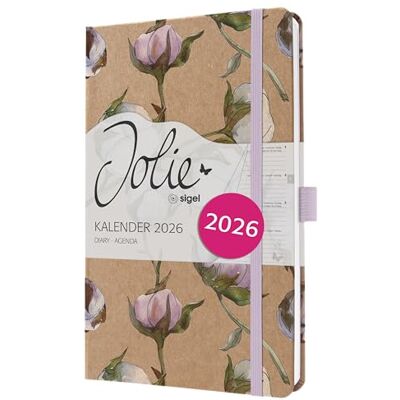 Sigel J6805 Wochenkalender Jolie 2026, ca. A5, , braun, flieder, rosé, weiß, oliv: Agenda Jolie, Pure, Cotton Fields, Hardcover Sigel J6805 Wochenkalender Jolie 2026, ca. A5, , braun, flieder, rosé, weiß, oliv: Agenda Jolie, Pure, Cotton Fields, Hardcover