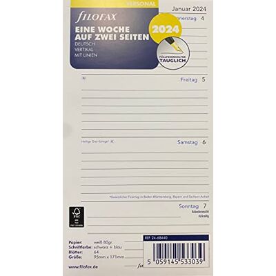Filofax Haase-online Personal Semaine sur deux pages 2024 Filofax Haase-online Personal Semaine sur deux pages 2024