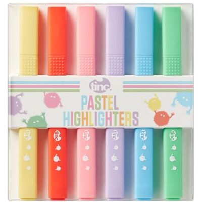 Tinc Jolis surligneurs pastel parfaits pour l'école et les devoirs – Lot de 6 surligneurs à pointe biseautée, S6PASTHL, multicolore Tinc Jolis surligneurs pastel parfaits pour l'école et les devoirs – Lot de 6 surligneurs à pointe biseautée, S6PASTHL, multicolore