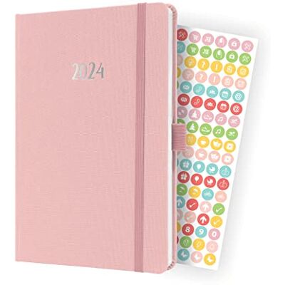 Sigel J4405 Jolie Agenda semainier 2024, env. A5, couverture rigide, avec couverture textile, élastique, passant pour stylo, poche plaquée, 174 pages, en papier durable, agenda Sigel J4405 Jolie Agenda semainier 2024, env. A5, couverture rigide, avec couverture textile, élastique, passant pour stylo, poche plaquée, 174 pages, en papier durable, agenda