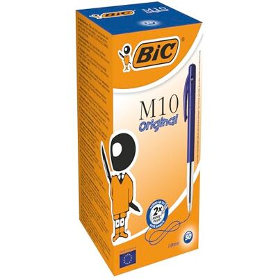 BIC M10 Original Stylos-Bille Rétractables Pointe Moyenne (1,0 mm) Bleu, Boîte de 50 BIC M10 Original Stylos-Bille Rétractables Pointe Moyenne (1,0 mm) Bleu, Boîte de 50