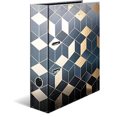 HERMA Motif classeur à levier A4 Fashion & Style Cubes, dos de 7 cm, en carton robuste, imprimé entièrement à l'extérieur et finition pelliculée dorée HERMA Motif classeur à levier A4 Fashion & Style Cubes, dos de 7 cm, en carton robuste, imprimé entièrement à l'extérieur et finition pelliculée dorée
