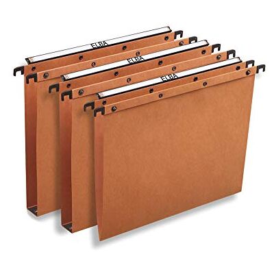Elba Ultimate Carte Kraft Lot de 25 Dossiers Suspendus pour Tiroir A4 Fond en V Orange Elba Ultimate Carte Kraft Lot de 25 Dossiers Suspendus pour Tiroir A4 Fond en V Orange